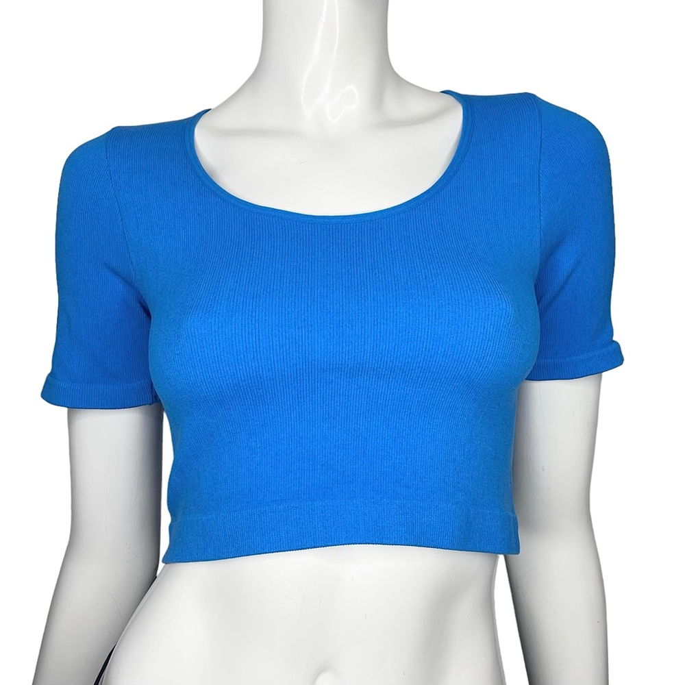 🤑 5/$25 Primark Blue Short Sleeve Ribbed Crop Top